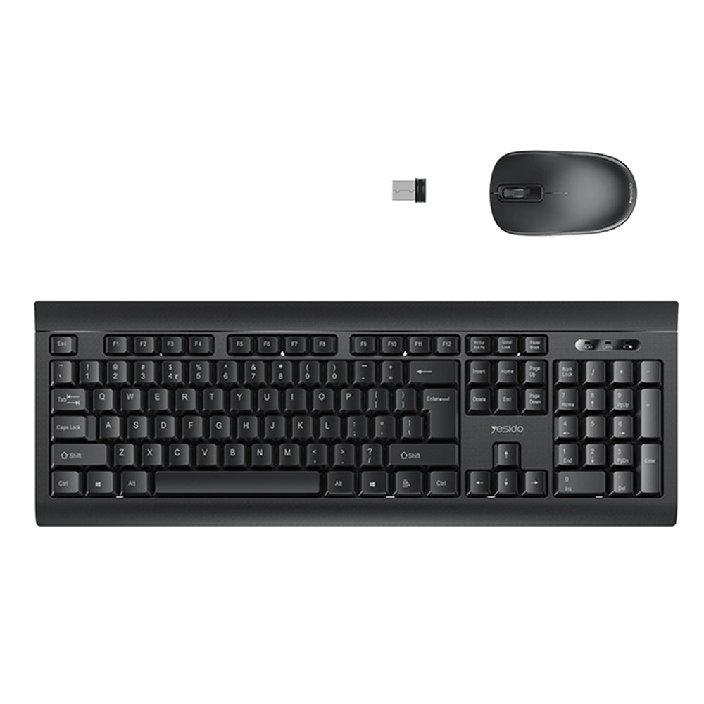 Yesido - Wireless Keyboard and Mouse Set - Intelligent Hibernation, Plug&Play - Black