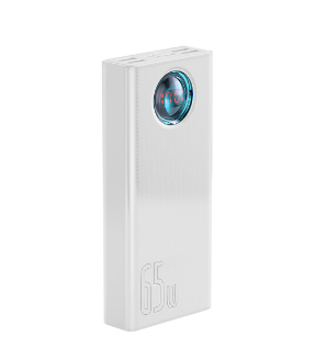 Baseus - Power Bank - with Amblight Digital Display, Fast Charge, 30000mAh - White