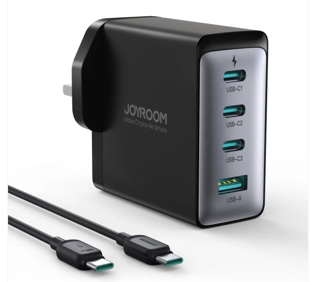 JoyRoom KF2316885 - Wall Charger - GaN, USB, 3x Type-C, Super Fast Charging 100W, with Cable Type-C,  100W, 1.2m - Black