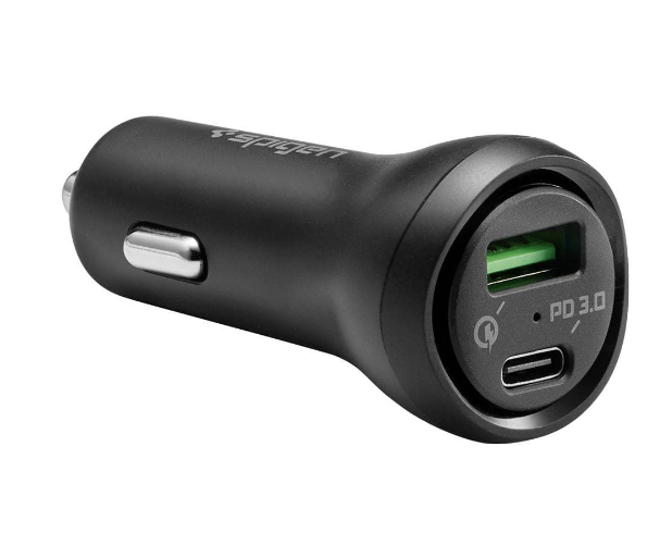 Spigen - Car Charger SteadiBoost - USB, Type-C, Universal Compatibility, 27W - Black