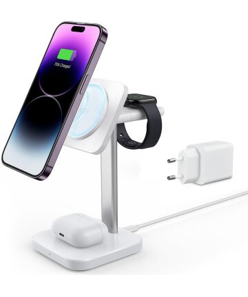 ESR - Charging Station 3in1 HaloLock - for iPhone MagSafe, AirPods Pro and Apple Watch, with Detachable Watch Charger - White